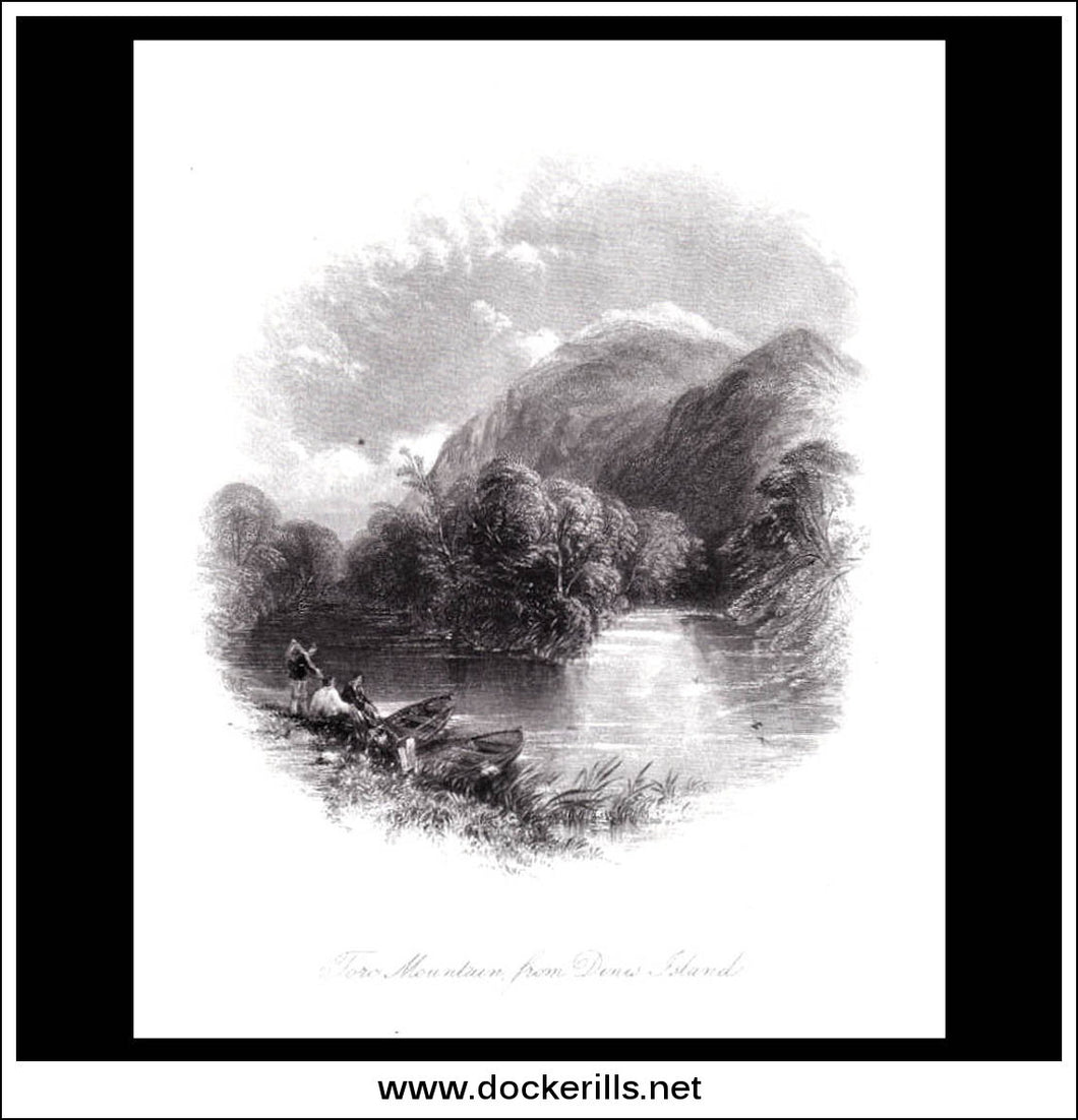 Antique print a view of Torc Mountain From Dinis Island Co. Kerry Ireland