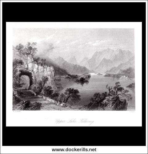 Antique print a view of Upper Lake Killarney Co. Kerry Ireland