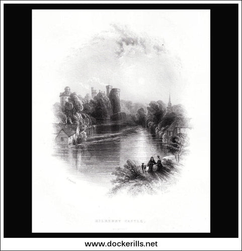 Antique print a view of Kilkenny Castle Co. Kilkenny Ireland