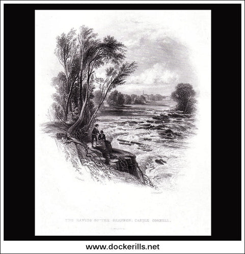 Antique Print a view of Rapids On The Shannon Castle Connell Co. Limerick Ireland