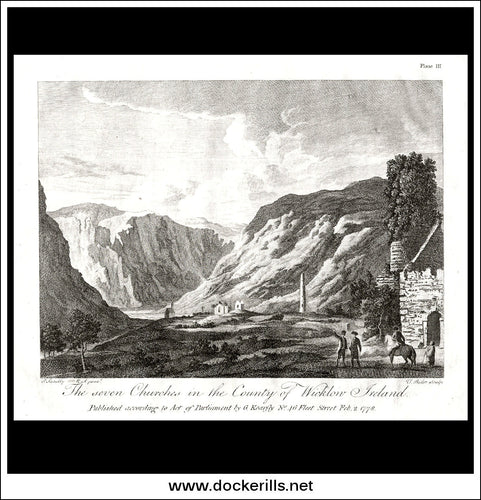 Antique print a view of the Seven Churches In The County Of Wicklow Ireland Co. Wicklow Ireland
