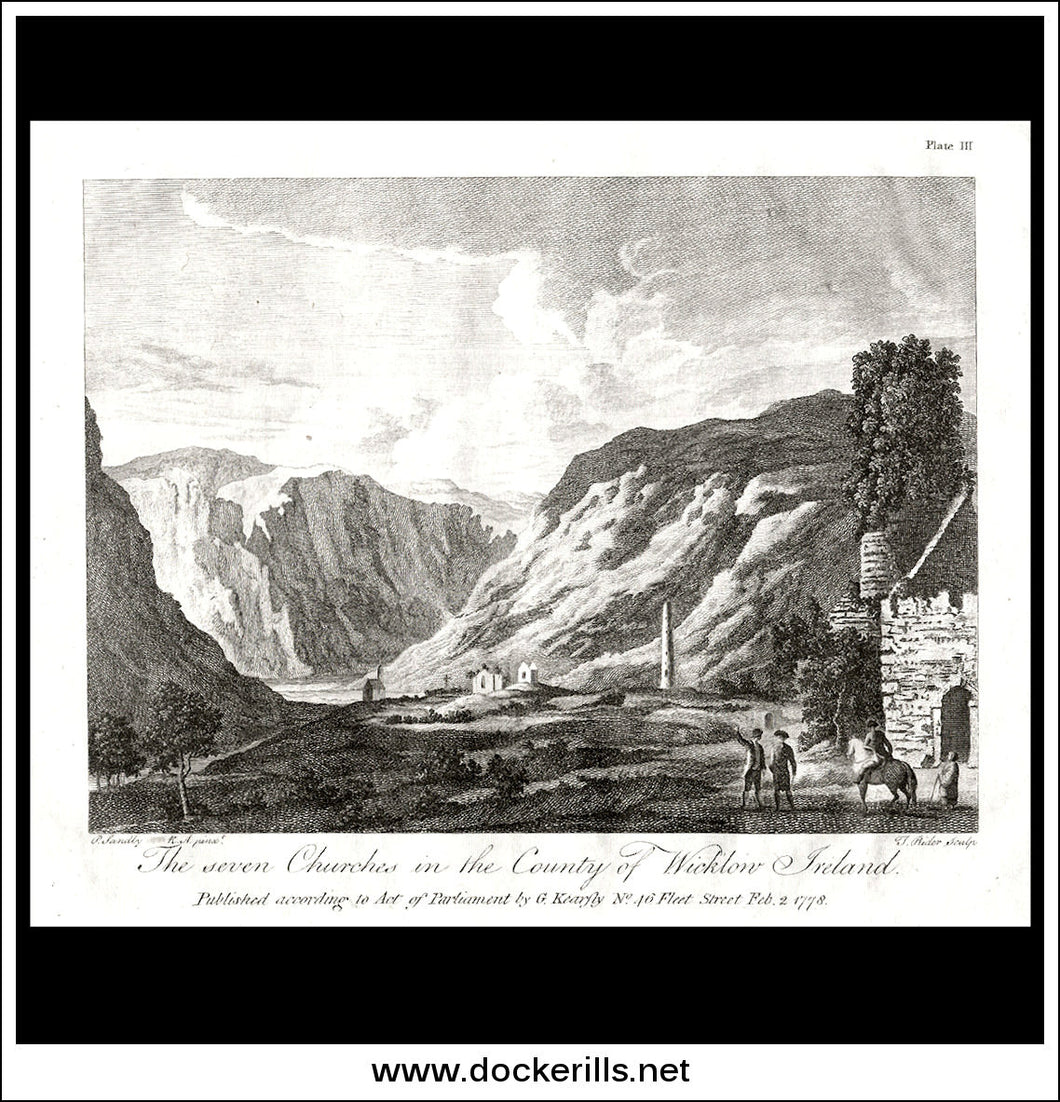 Antique print a view of the Seven Churches In The County Of Wicklow Ireland Co. Wicklow Ireland