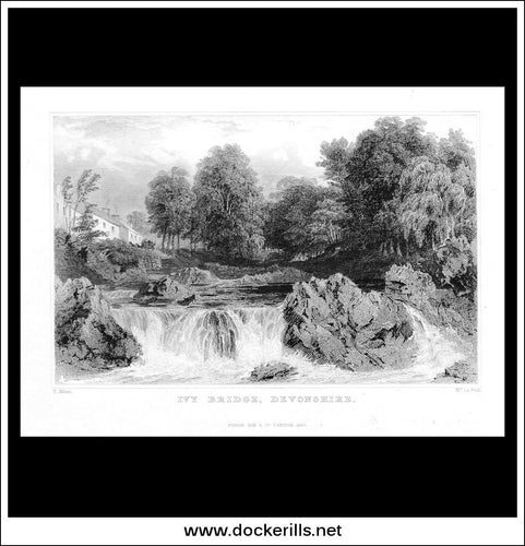 Ivy Bridge, Devonshire, England. Antique Print, Steel Engraving 1832.