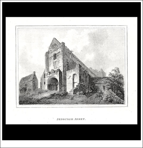 Jedburgh Abbey, Roxburghshire, Scotland. Antique Print, Copper Plate Engraving 1806.