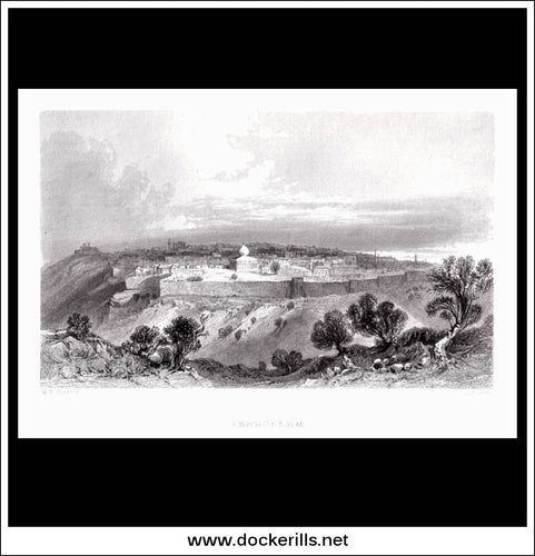 Jerusalem, Israel. Antique Print, Steel Engraving c. 1840.