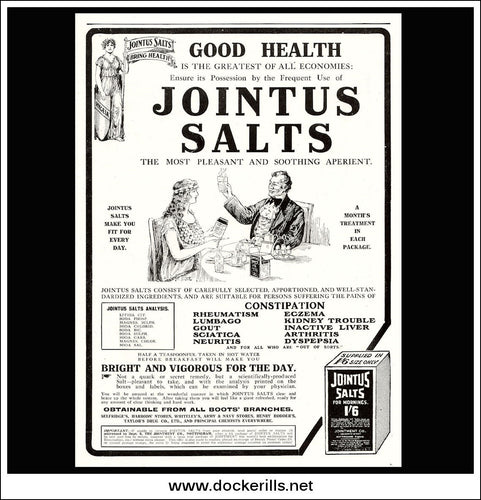 Jointus Salts. Original Vintage Advert From December 26th, 1917.
