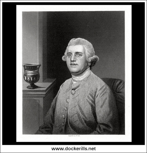 Josiah Wedgewood. Antique Print, Steel Engraving c. 1880.