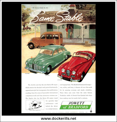 Jowett Javelin & Jupiter. Original Vintage Advert From October 24th, 1952.
