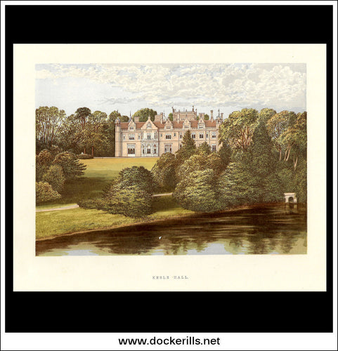 Keele Hall, Near Newcastle-Under-Lyme, Staffordshire, England. Antique Print, Chromoxylograph 1880.