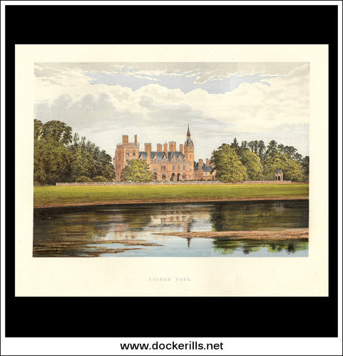 Kelham Hall, Near Newark-On-Trent, Nottinghamshire, England. Antique Print, Chromoxylograph 1880.
