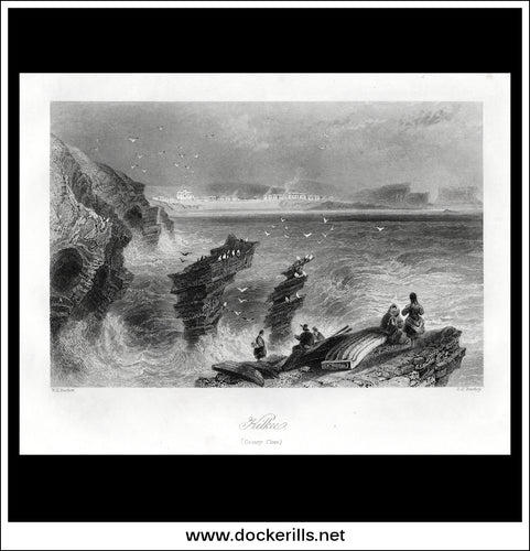 Killkee, Co. Clare, Ireland. Antique Print, Steel Engraving c. 1840.