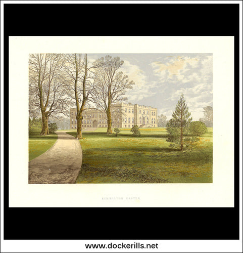 Kimbolton Castle, Kimbolton, Huntingdonshire, England. Antique Print, Chromoxylograph 1880.