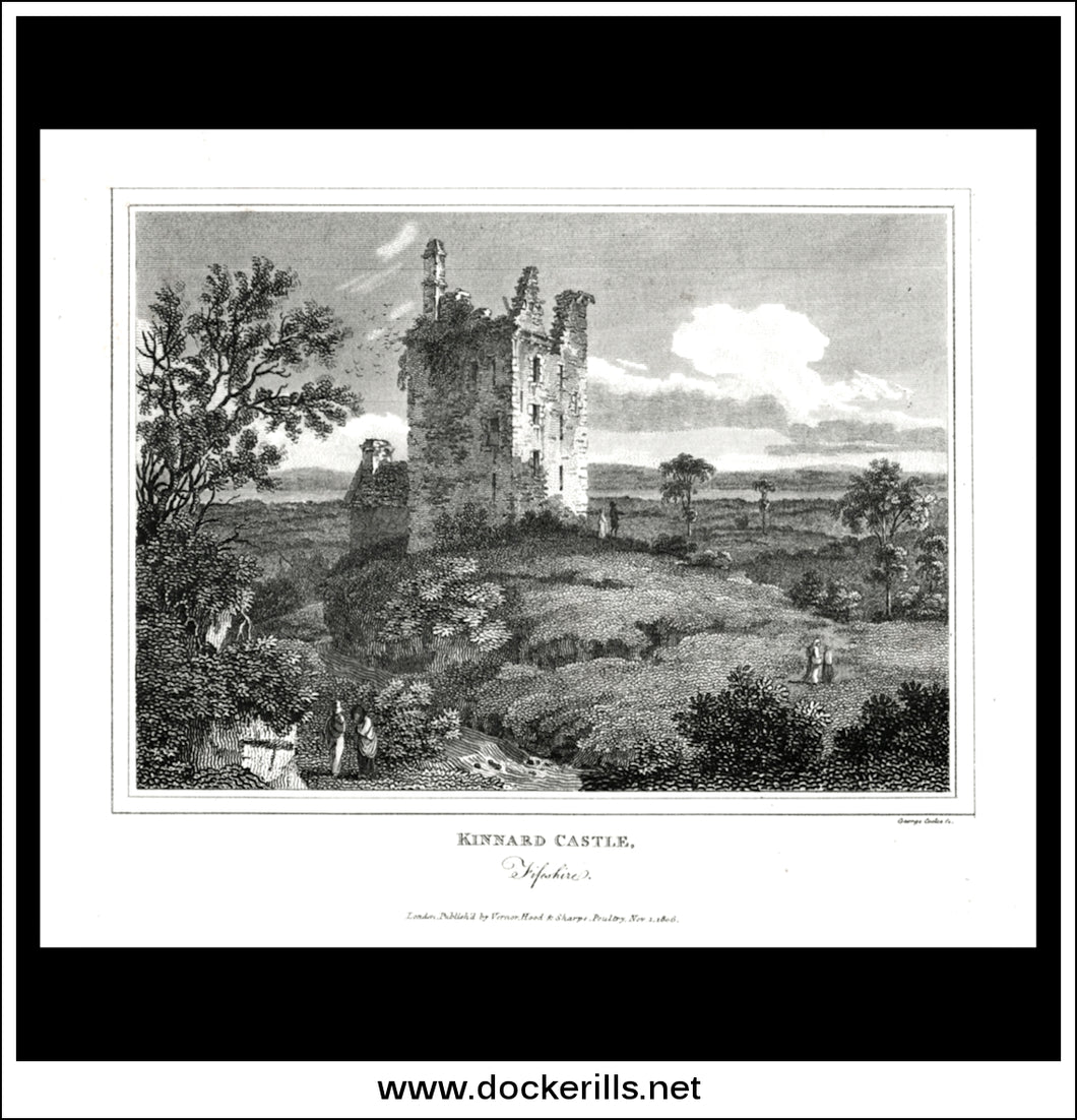Kinnard Castle, Fifeshire, Scotland. Antique Print, Copper Plate Engraving 1806.