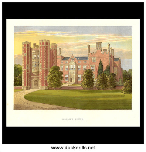 Kirtling Tower, Near Newmarket, Cambridgeshire, England. Antique Print, Chromoxylograph 1880.