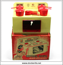 Kitchen Stove With Utensils No. 9/298, Tin Plate Cooker / Oven. Wells-Brimtoy Distributors Ltd., Great Britain 1.