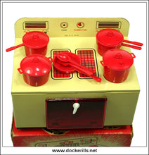 Kitchen Stove With Utensils No. 9/298, Tin Plate Cooker / Oven. Wells-Brimtoy Distributors Ltd., Great Britain 2.