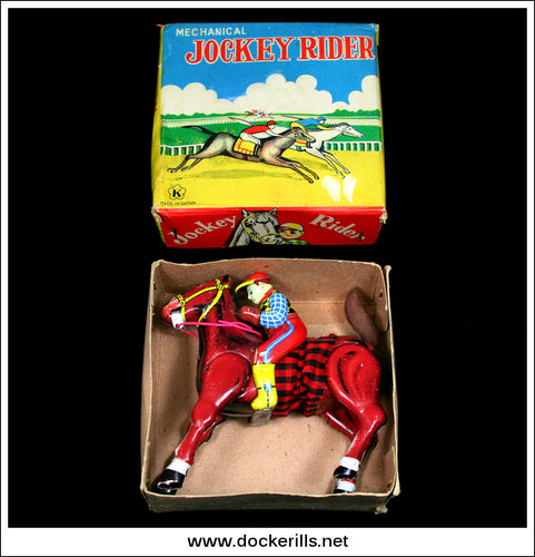 Jockey Rider. Vintage Tin Plate Clockwork / Wind-Up Novelty Toy, Kokyu, Japan.