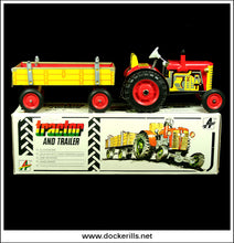 Zetor Tractor & Trailer (Red). Tin Plate Toy, Kovap, Czech Republic 2..