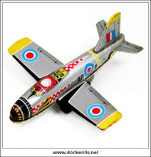 Vintage tin plate RAF Jet Plane Koyo Kinzoku Japan