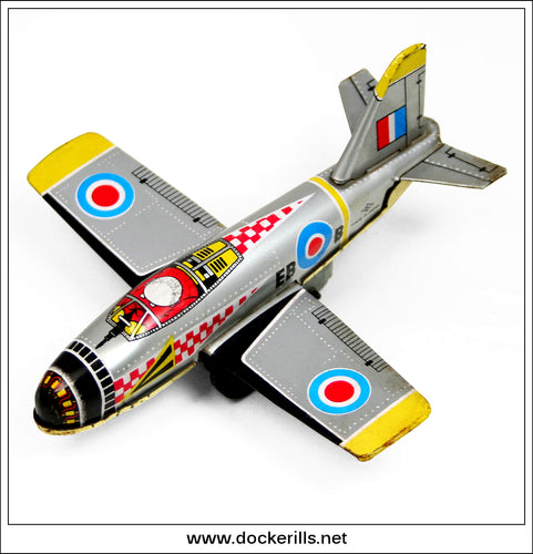 Vintage tin plate RAF Jet Plane Koyo Kinzoku Japan