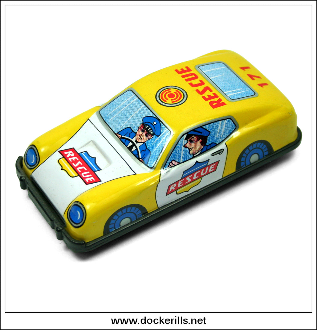 Rescue Car, Vintage Tin Toy, Kyoei, Japan.