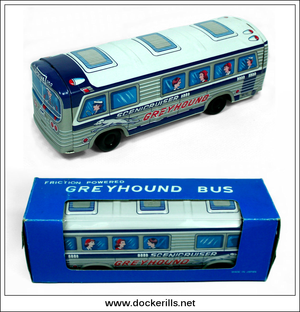 Japan Tin Toy - Autocar Bus Greyhound - Jouet Ancien En Japan Tin Toy - Autocar Bus Greyhound - Jouet Ancien En