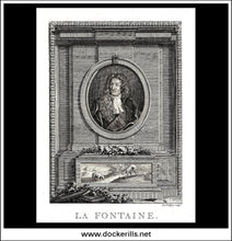 La Fontaine. Antique Print, Copper Plate Engraving c. 1800.