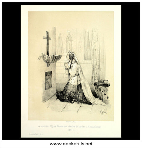 La Princesse Olga De Russie (The Princess Olga Of Russia). Antique Print, Lithograph 1859. Victor Adam.
