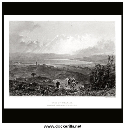 Lake of Tiberias (Galilee), Israel / Holy Land. Antique Print, Steel Engraving c. 1840.