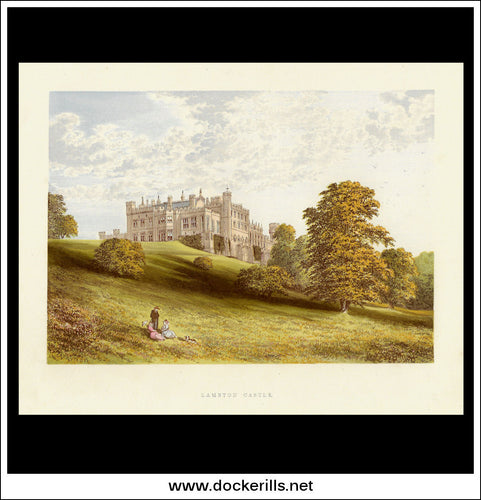 Lambton Castle, Durham, England. Antique Print, Chromoxylograph 1880.