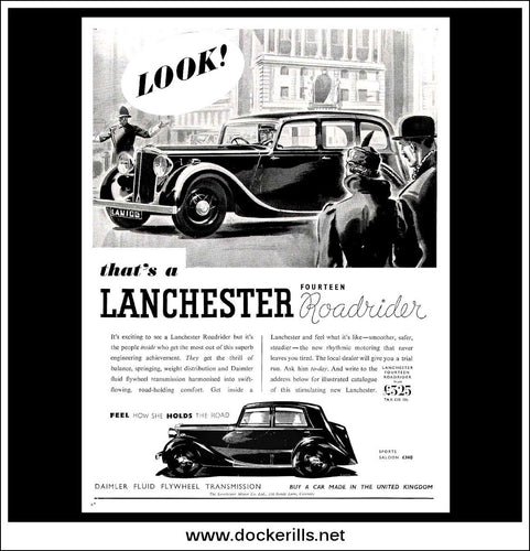Lanchester Fourteen Roadrider. Original Vintage Advert From February 24th 1937.