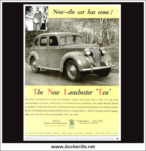 Lanchester Ten . Original Vintage Advert From June 5th 1946.