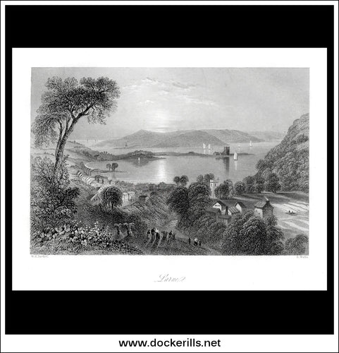 Larne, Co. Antrim, Northern Ireland. Antique Print, Steel Engraving c. 1840.