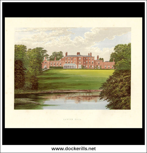 Lawton Hall, Near Congleton, Cheshire, England. Antique Print, Chromoxylograph 1880.