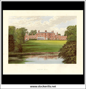 Lawton Hall, Near Congleton, Cheshire, England. Antique Print, Chromoxylograph 1880.