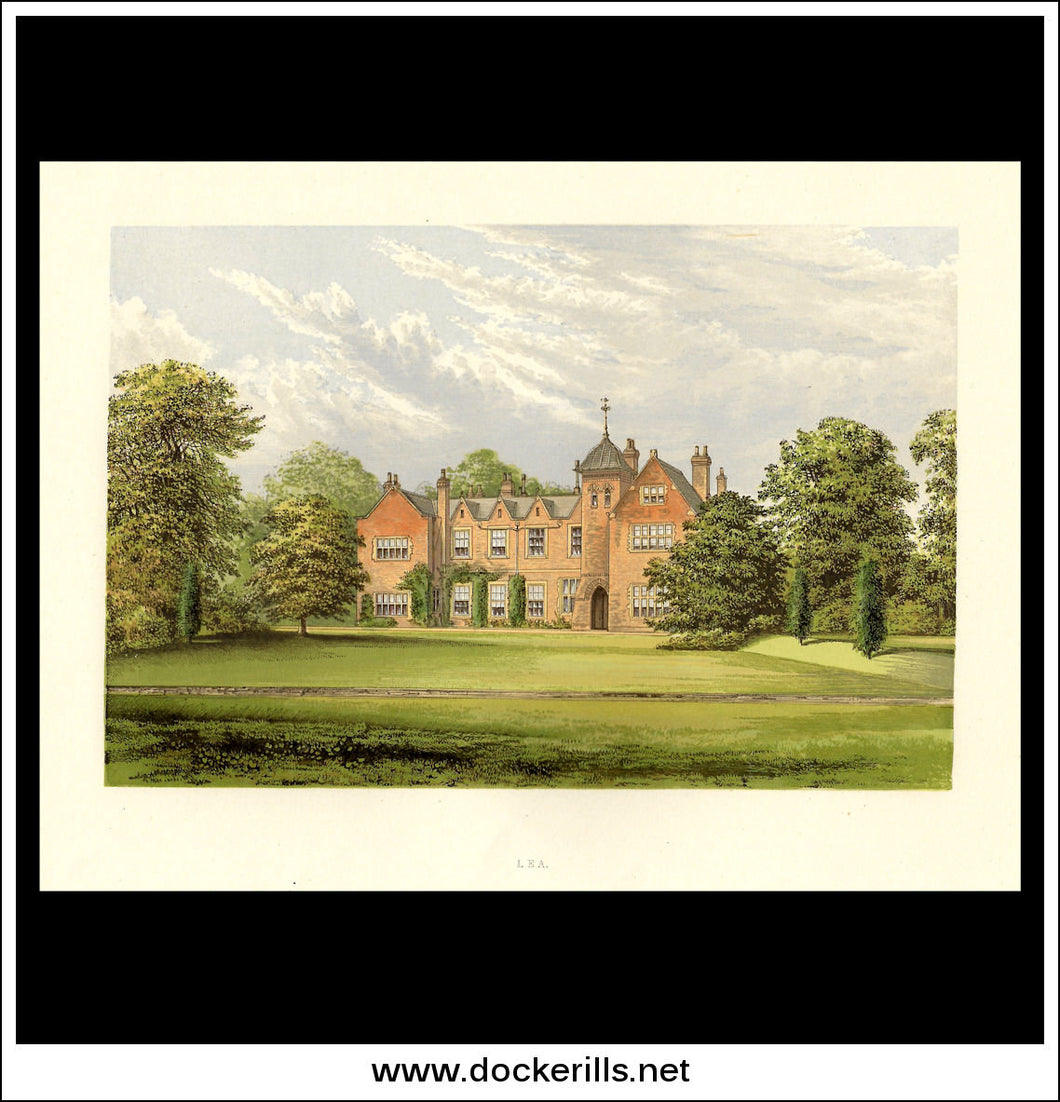 Lea, Near Gainsborough, Lincolnshire, England. Antique Print, Chromoxylograph 1880.