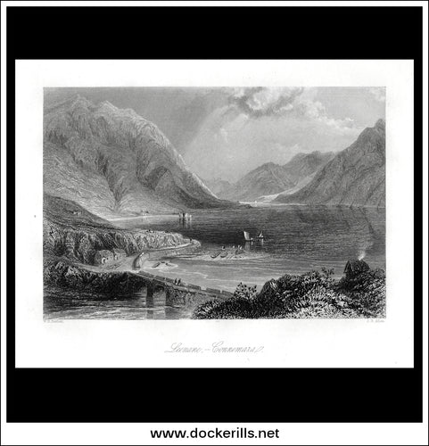 Leenane - Connemara, Co. Galway, Ireland. Antique Print, Steel Engraving c. 1840.