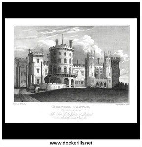 Belvoir Castle, Leicestershire, England. Antique Print, Steel Engraving 1829.