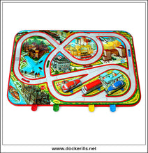 Közlekedési játék, Traffic Game. Vintage Clockwork Tin Plate Toy, Lemezaru Gyar, Hungary. (Ex. Technofix) 1.