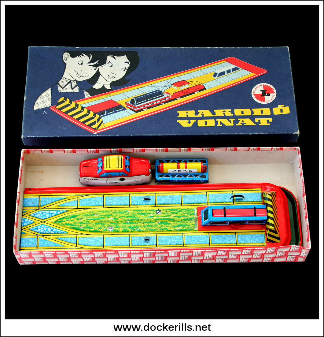 Rakodo Vonat (Loader Train). Vintage Tin Plate Toy. Lemezaru Gyar, Hungary 1