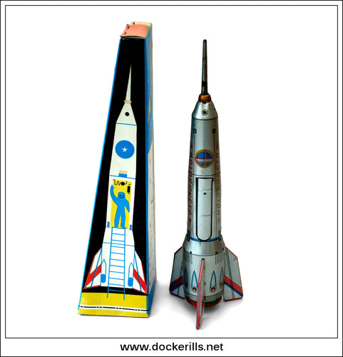 Holdraketa (Moon Rocket). Vintage Tin Plate Space Toy, Lemezaru Gyar, Hungary 1.