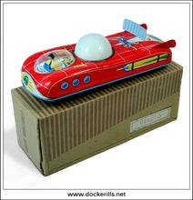Urauto Space Car. Vintage Battery Operated Tin Plate Space Toy, Lemezaru Gyar, Hungary 1.