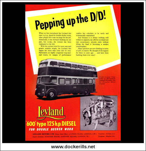 Leyland Double Decker Bus. Original Vintage Advert From June, 1957.