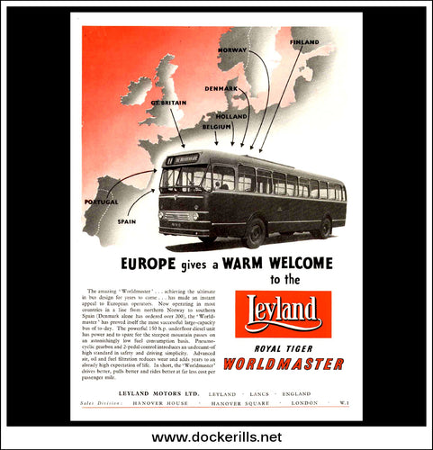 Leyland Royal Tiger Worldmaster Coach/Bus. Original Vintage Advert From January, 1957.