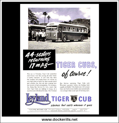 Leyland Tiger Cub Coach/Bus. Original Vintage Advert From March, 1955.