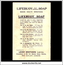 Victorian Trade Card - Lifebuoy Soap. Lever Brothers Ltd., Port Sunlight, Cheshire. Reverse