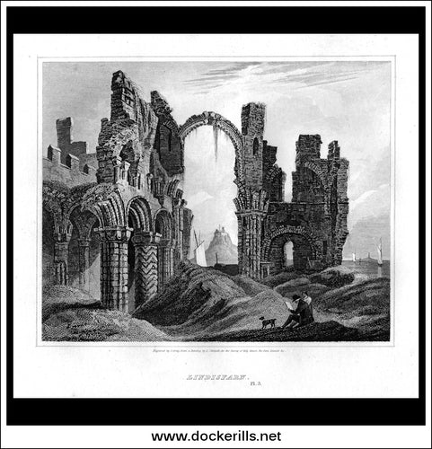 Lindisfarn Pl.3, Northumberland, England. Antique Print, Copper Plate Engraving 1814