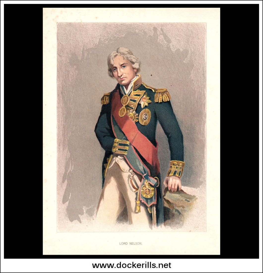 Lord Nelson, Her Majesty's Navy. Antique Print c. 1890.