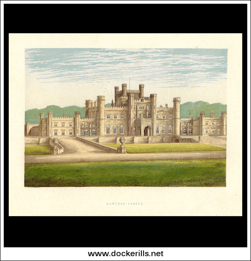 Lowther Castle, Nr Clifton, Westmoreland, England. Antique Print, Chromoxylograph 1880.