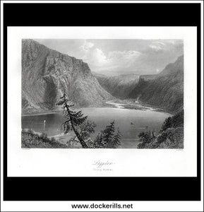 Luggalan (Lugalla), Co. Wicklow, Ireland. Antique Print, Steel Engraving c. 1840.